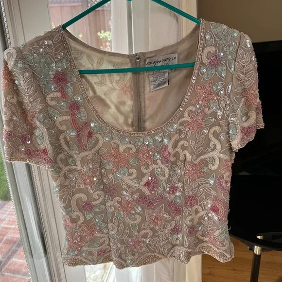 Adrianna Papéll evening 100% silk beaded top - Picture 2 of 7